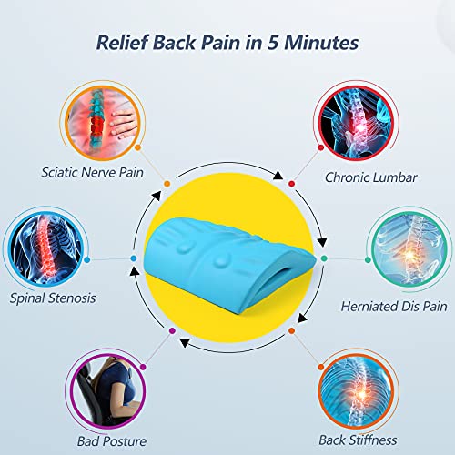 RESTCLOUD Back Stretcher for Back Pain Relief, Back Stretching Cushion, Chronic Lumbar Support Pillow Helps with Spinal Stenosis, Herniated Disc and Sciatica Nerve Pain Relief Lumbar Stretcher - color: Blue