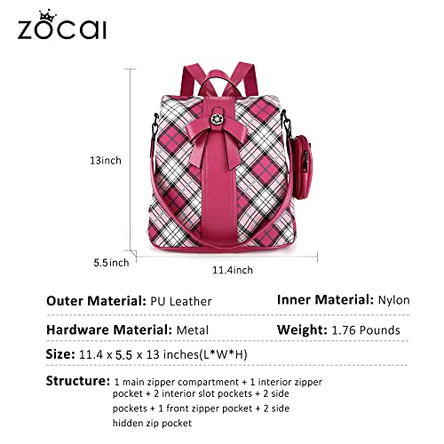 ZOCAI Backpack Purse for Women Fashion Backpack Purses PU Leather Daypacks Anti-Theft Shoulder Bag Satchel Purse - color: Rose/Rose