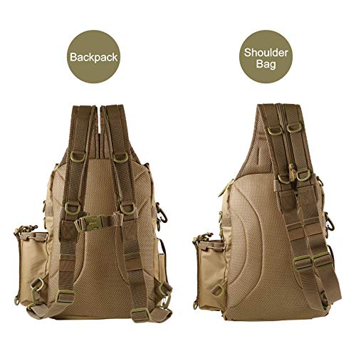 BLISSWILL Outdoor Tackle Bag - Large Water-Resistant Fishing Backpack - color: H：khaki, style: Large(16*12*6 Inch)