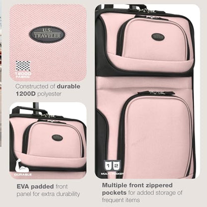 U.S. Traveler Rio Lightweight Softside Rolling Carry-on Suitcase, 2-Wheel Single, Pink - color: Pink, size: 21"