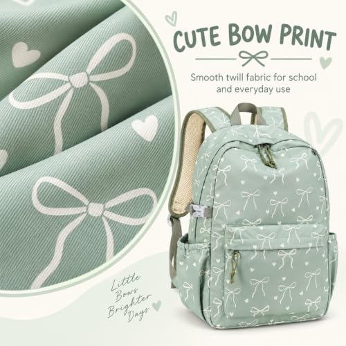 LOIDOU Girls Backpack for Kids Cute School Bookbag - color: Sage Green, size: L-17"