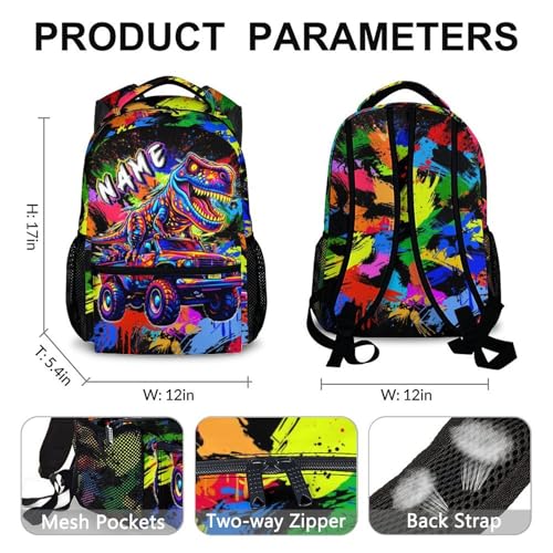 School Backpack for Boys Personalized Dinosaur Backpacks for Toddler Kids, Custom Bookbag Cool Back Pack for Preschool Kindergarten Elementary Primary - color: Blue