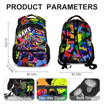 School Backpack for Boys Personalized Dinosaur Backpacks for Toddler Kids, Custom Bookbag Cool Back Pack for Preschool Kindergarten Elementary Primary - color: Blue