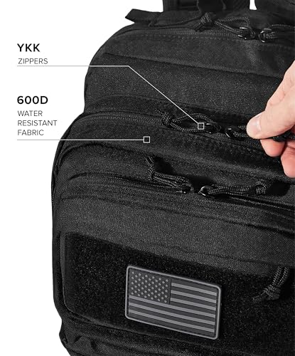 Falko Tactical Backpack for Men and Women 50L Backpack 2.4x Stronger Large Military Molle Rucksack, Bugout Backpack Outdoors - color: Black