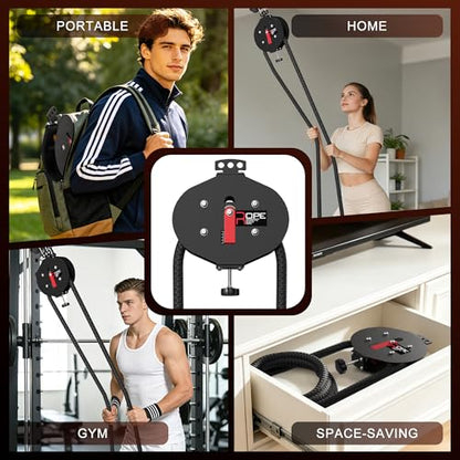 Endless Rope Trainer, Portable Pulley System with Adjustable Resistance, Home Gym Suspension Infinity Rope with 14 FT Closed-Loop, for Grip, Arms, Back, Body Coordination Exercises