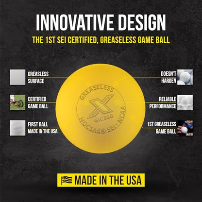 PEARL X Greaseless Lacrosse Balls by Guardian Innovations - Official Ball of NCAA Championships - Meets NOCSAE Standards and SEI/NCAA Certified - color: Yellow, size: 10 Pack