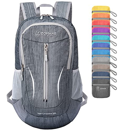 ZOMAKE 25L Ultra Lightweight Packable Backpack, Foldable Hiking Backpacks Water Resistant Small Folding Daypack for Travel(Black) - color: Black