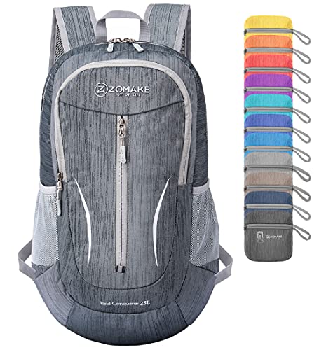ZOMAKE 25L Ultra Lightweight Packable Backpack, Foldable Hiking Backpacks Water Resistant Small Folding Daypack for Travel(Black) - color: Black
