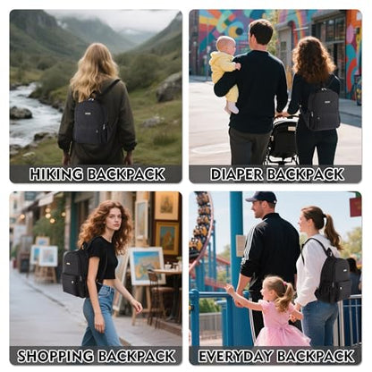 AOTIAN Lightweight Small Hiking Backpack for Women - Durable Water-Resistant Daypack for Travel, Camping & Outdoor Adventures - color: Black-small