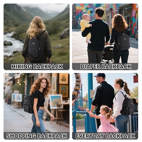 AOTIAN Lightweight Small Hiking Backpack for Women - Durable Water-Resistant Daypack for Travel, Camping & Outdoor Adventures - color: Black-small