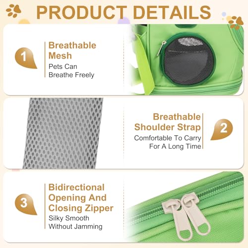 Pet Backpack Carrier, Portable and Ventilated, Oxford Cloth, Dog Cat Travel Bag with Transparent Cover 12.99", (Green, 1 Pcs), Intended for Hiking/Camping/Traveling - color: Green