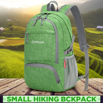 ZOMAKE Ultra Lightweight Packable Backpack 25L,Small Foldable Backpacks Hiking Water Resistant Collapsible Daypack for Women Men(Dark Green) - color: Dark Green, size: 25L