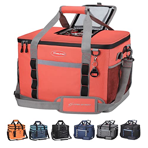 Maelstrom Collapsible Soft Cooler Bag,35/55/75 Cans Beach Cooler with Flip Top Lid, Ice Chest, Leakproof & Portable for Beach, Camping, Road Trips & Grocery Shopping - color: Watermelon, size: 75 Can