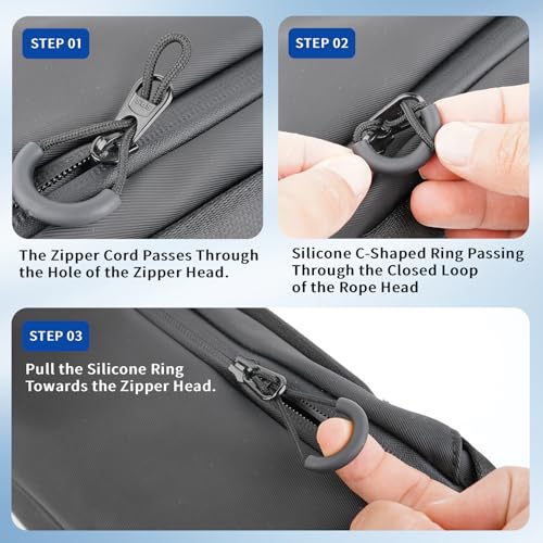 12PCS Zipper Pulls Compatible with Osprey,Nylon U-Shape Zipper Pulls, Heavy Duty Replacement for Backpack, Pouch, Luggage, Removable Cord Extension
