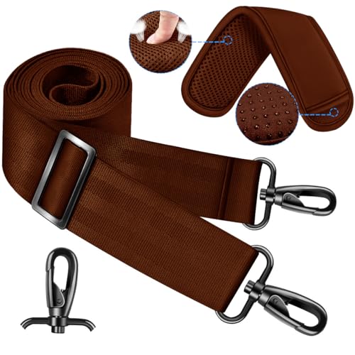 ZINZ 60 Inch Shoulder Strap with Removable Ultra-Thick Pad, Adjustable Buckles Shoulder Crossbody Strap for Luggage Bag - color: Coffee