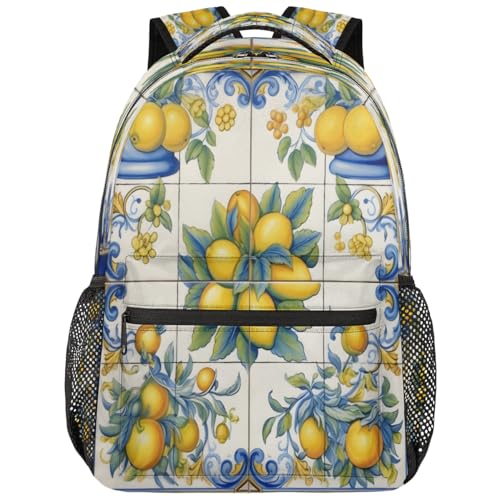 Fruit Lemon Backpack with Chest Strap, Casual Backpack for Women Men, 16 Inch Daypack for Travel Work, Lemons - color: Off-white