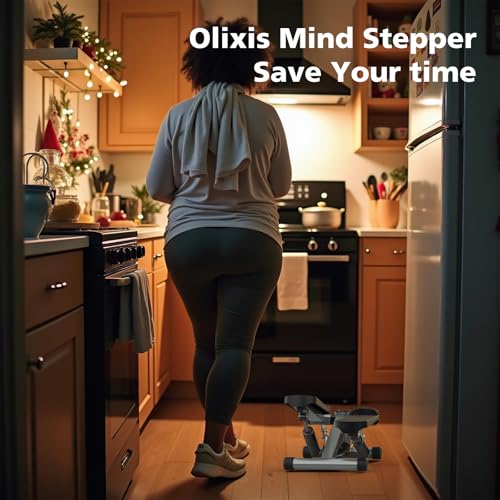 OLIXIS Stepper Machine with Resistance Bands - Mini Stair Stepper for Home Exercise, Portable Weight Loss & Full Body Workout Equipment - color: Sliver
