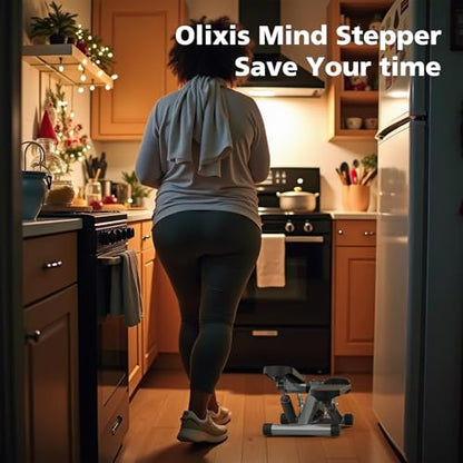 OLIXIS Stepper Machine with Resistance Bands - Mini Stair Stepper for Home Exercise, Portable Weight Loss & Full Body Workout Equipment - color: Sliver