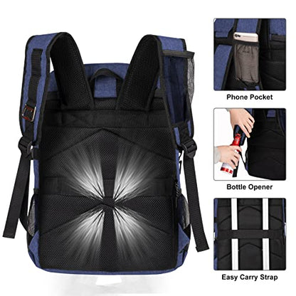 HXLGMD Backpack Coolers Insulated Leak Proof 30 Cans, Soft Sided Insulated Cooler Bags Ice Chest Backpack for Beach Travel Camping, with Reusable Ice Packs - color: Navy Blue