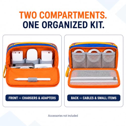 Charger Organizer Travel Case for Laptop Adapters and Cables, Blue/Red - color: Blue/Red