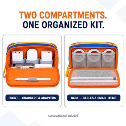 Charger Organizer Travel Case for Laptop Adapters and Cables, Blue/Red - color: Blue/Red