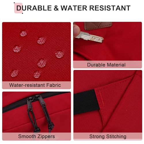 VX VONXURY Backpack for Men Women, Lightweight Kids School Bag, Classic Basic Laptop Bookbag for College Work Travel Hiking - color: Red