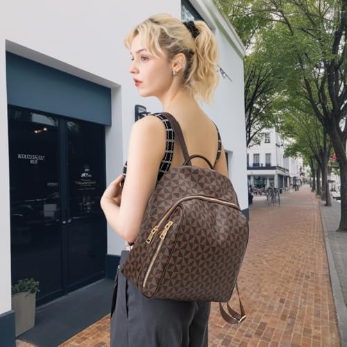 Womens Backpack Purse Leather Anti-theft Large Fashion Designer Travel Backpack Bag Men's Backpack Shoulder Bags - color: B-brown
