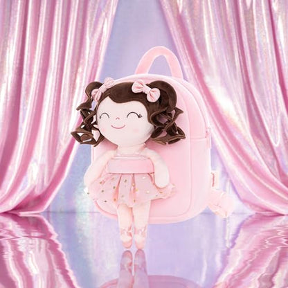 Gloveleya Toddler Backpack Baby Ballerina Girl Gifts Plush Curly Hair Ballet Backpack - Champagne Pink 9 inches - color: A0001, size: 9 inches