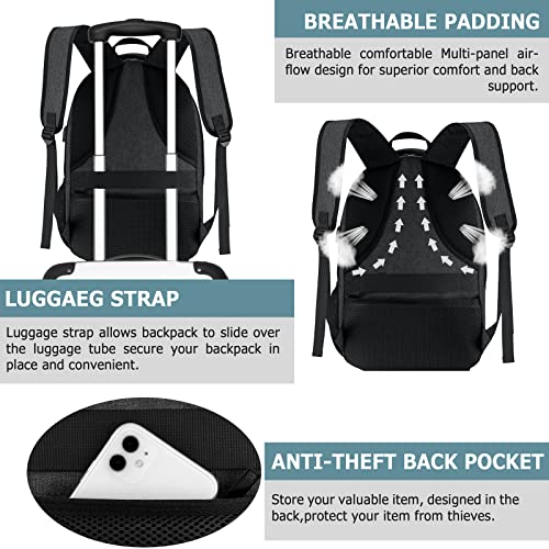 Lunch Backpack, Insulated Cooler Lunch Bag Backpack, Large School Backpacks for Teen Boys Water Resistant Back Pack Gift for Men Fit 17 Inch Laptop, - color: Black