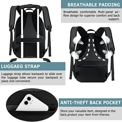 Lunch Backpack, Insulated Cooler Lunch Bag Backpack, Large School Backpacks for Teen Boys Water Resistant Back Pack Gift for Men Fit 17 Inch Laptop, - color: Black