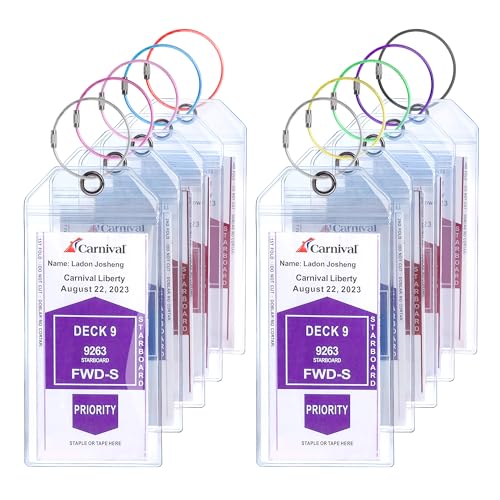 Cruise Luggage Tag Holders for Carnival, Princess, NCL Luggage Tags for Cruise Ship Must Haves 2026 for Cruise Lovers, 10 Pack Cruise Ship Essentials - color: 10 Clear