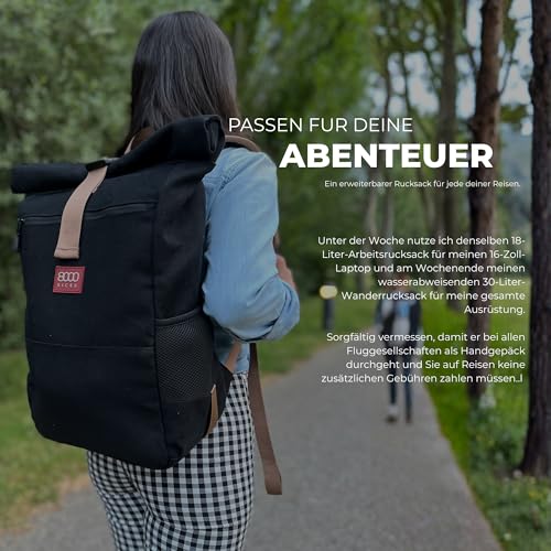 8000Kicks Everyday Hemp Backpack - Lightweight and Weatherproof Backpack for Work and Travel with Anti-theft pocket and Spacious Interior (Black) - color: Black
