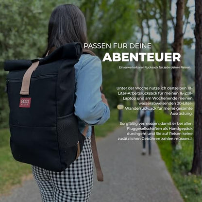 8000Kicks Everyday Hemp Backpack - Lightweight and Weatherproof Backpack for Work and Travel with Anti-theft pocket and Spacious Interior (Black) - color: Black
