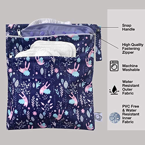 4pcs Waterproof Wet Bag Reusable for Wet Clothes Baby Diapers Stroller Swimsuit Travel Reusable toiletries Pouch Small and Larger Electronics case 4 Pack (Windy Days) - color: Windy Days