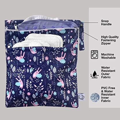 4pcs Waterproof Wet Bag Reusable for Wet Clothes Baby Diapers Stroller Swimsuit Travel Reusable toiletries Pouch Small and Larger Electronics case 4 Pack (Windy Days) - color: Windy Days