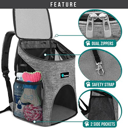 PetAmi Cat Backpack Carrier, Airline Approved Pet Carrier Backpack for Small Dogs and Large Cats, Soft Sided Collapsible Ventilated with Sherpa Bed for Hiking Travel, Max 18 lbs, Heather Gray - color: Heather Gray