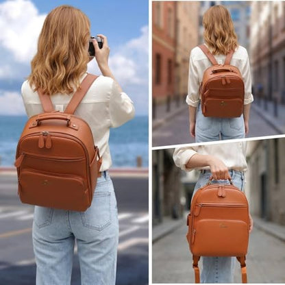 Small Camera Backpack, Classic PU Leather for DSLR, Professional Camera Bag for Photographers with 11 Inch Pad/Tablet Compartment, 10L Brown - color: Brown