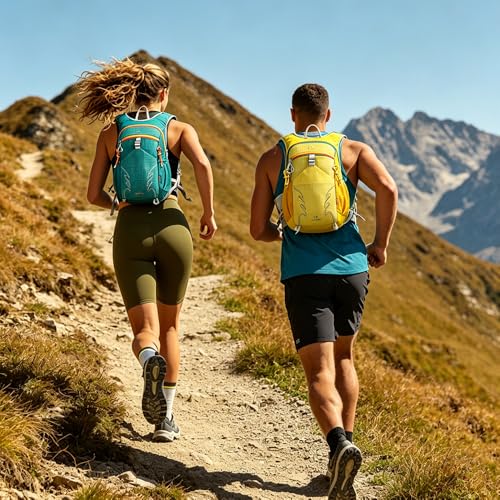 18L Lightweight Hiking Backpack, Breathable Daypack with Rain Cover, Reflective Ultralight Camping Bag for Men Women, Hydration Outlet for Outdoor Travel - color: Lake Blue