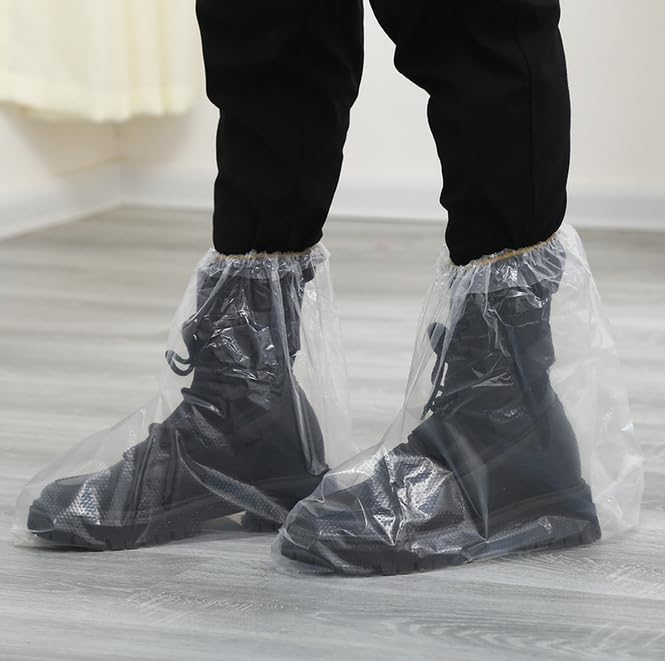 2026 New 10 Pairs Shoe Covers Boot Covers Plastic Disposable Waterproof Shoe Covers for Men and Women Rain Outdoor Indoors Overshoes (Transparent) - color: Transparent