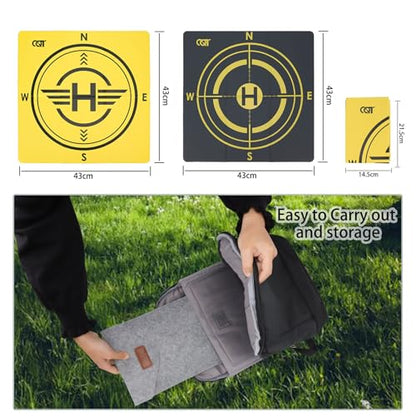 CQT Drone Landing Pad Universal Waterproof Weighted Portable Fast-Foldable Helipad Launch for DJI Mavic 3 Pro/Mini 2 SE/Air 2 2S/Mini 3 4 Pro/Mavic 2/Holy Stone/FPV/Avata/RC Quadcopters Accessories - color: Yellow+Dark Gray