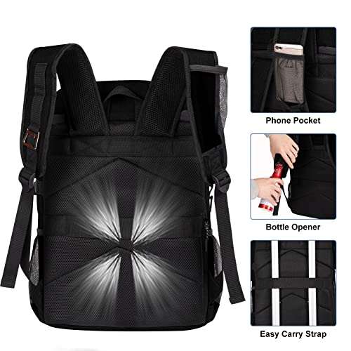HXLGMD Backpack Coolers Insulated Leak Proof 30 Cans, Soft Sided Insulated Cooler Bags Ice Chest Backpack for Beach Travel Camping, with Reusable Ice Packs - color: Black