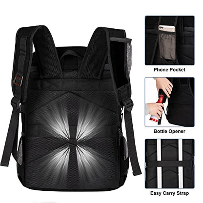HXLGMD Backpack Coolers Insulated Leak Proof 30 Cans, Soft Sided Insulated Cooler Bags Ice Chest Backpack for Beach Travel Camping, with Reusable Ice Packs - color: Black