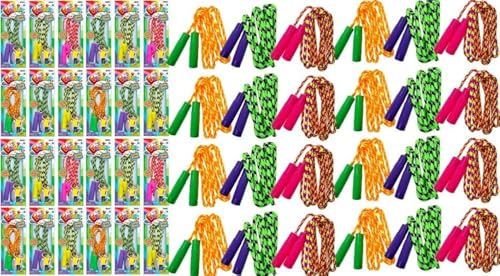 JA-RU 7ft Adjustable Jump Rope (Jump Rope) Nylon Braided Jump Ropes for Kids. Indoor & Outdoor Activities for Teens. Bulk Party Favor & Gymnastics Goodie Bag Stuffers. 1995 - style: 24 Pack