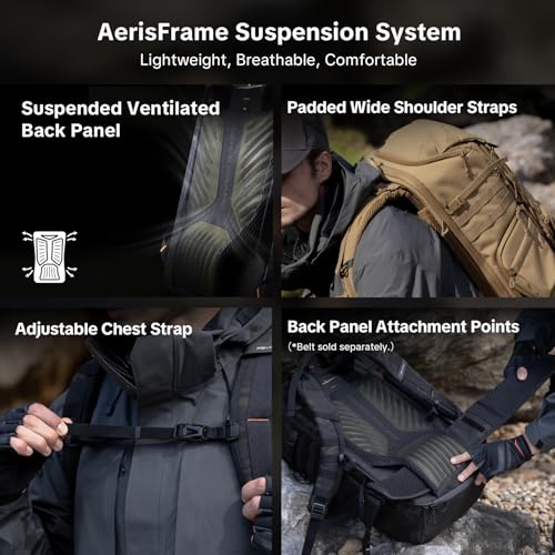 PGYTECH OneMo TAC 25L Tactical Camera Backpack, Waterproof DSLR/SLR/Mirrorless Photography Camera Bag with 15.6" Laptop Sleeve, Tripod Holder & Rain Cover (Wolf Brown) - color: Wolf Brown, size: 25L