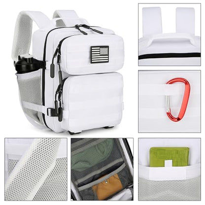 9L Mini Tactical Backpack for Men and Women, Tactical Backpack Small for Hiking, Small Tactical Bag（White） - color: White