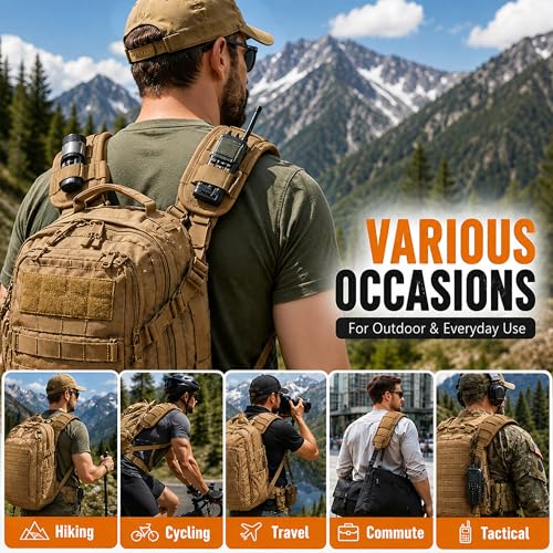 1 Pair Tactical Backpack Shoulder Pads, Thick Shoulder Cushion for Heavy Backpacks Plate Carrier & Rucksack, Fits Straps Up to 2.5", Breathable 3D Mesh, Hook & Loop Fastener, Rucking Hiking & Military - color: Brown