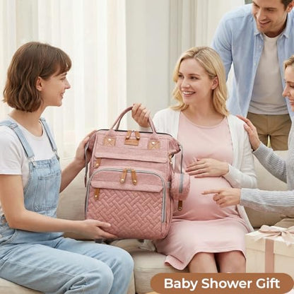 Diaper Bag Backpack with Changing Station, Waterproof for Travel, Pink - color: Pink