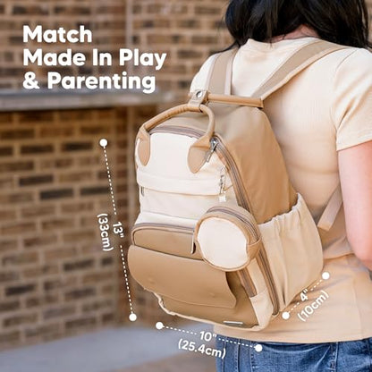 KeaBabies Diaper Bag Backpack - Small Multifunctional Travel Diaper Back Packs, Maternity Baby Changing Bags, 12L Capacity, PU Leather, Waterproof, Unisex, Nappy Changing Pad (Latte, Small) - color: Latte, style: Small / 13" H