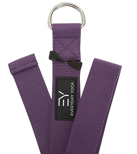 Everyday Yoga Strap with Metal D-Ring - Durable Stretching Strap for Yoga, Pilates, Flexibility & Physical Therapy (6ft, 8ft, 10ft) - color: Plum, size: 6 Foot