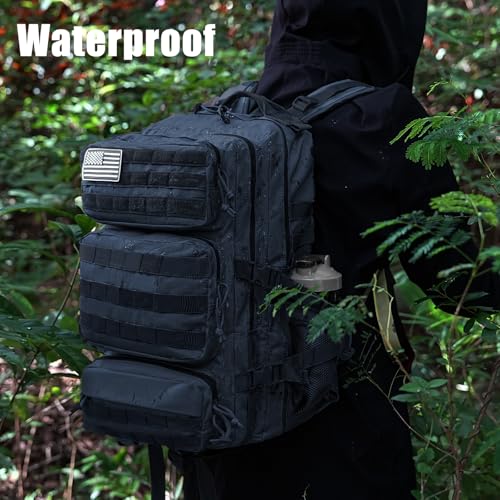 Military Tactical Backpack 25L Day Backpack for Men Molle Army 3 Days Assault Pack Bug Out Bag Water Resistant and Heavy Duty Hiking Treeking Rucksack - Dark Blue - color: Dark Blue, size: 25L